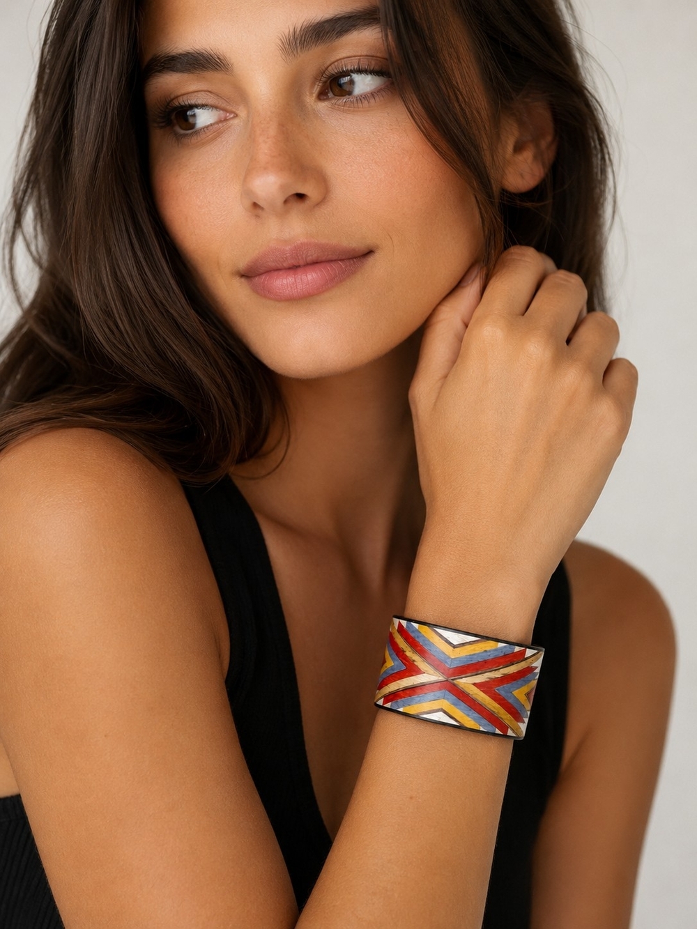 Story By Davinci Geometric Multicolor Leather Cuff Bracelet - NWT